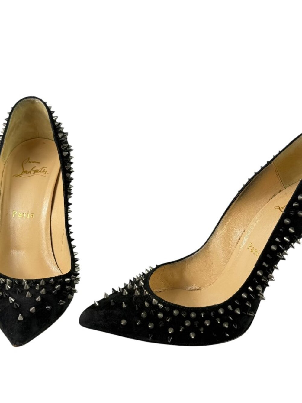 CHRISTIAN LOUBOUTIN Escarpic Spike Black Suede Pumps Made in Italy 37 - 7 US